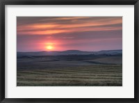 Setting sun over harvested field, Gleichen, Alberta, Canada Fine Art Print