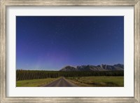 Northern autumn constellations rising over a road in Banff National Park, Canada Fine Art Print