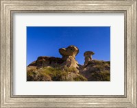 Starry sky above hoodoo formations at Dinosaur Provincial Park, Canada Fine Art Print