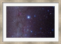 The constellation of Canis Major and nearby open clusters and nebulae Fine Art Print