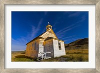The old pioneer church in Dorothy, Alberta, Canada, on a starry night Fine Art Print