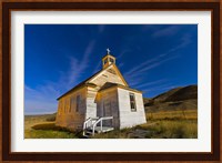 The old pioneer church in Dorothy, Alberta, Canada, on a starry night Fine Art Print