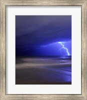 A bolt of lightning from an approaching storm in Miramar, Argentina Fine Art Print