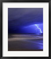 A bolt of lightning from an approaching storm in Miramar, Argentina Fine Art Print