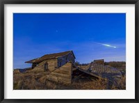 A bright bolide meteor breaking up as it enters the atmosphere Fine Art Print