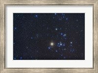 Open cluster Hyades and giant star Aldebaran in the constellation of Taurus Fine Art Print