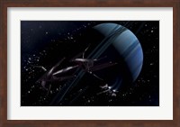 A chartered private corvette being intercepted by a strange alien craft Fine Art Print