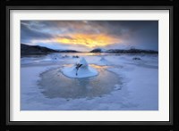 A frozen fjord that is part of Tjeldsundet in Troms County, Norway Fine Art Print
