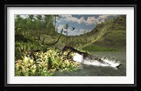 A Nothosaurus catches an unware Ceolophysis Fine Art Print