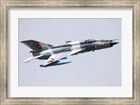 A Romanian Air Force MiG-21 Lancer over Romania Fine Art Print