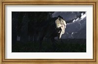 Acrocanthosaurus dinosaur on a stormy night Fine Art Print