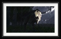 Acrocanthosaurus dinosaur on a stormy night Fine Art Print
