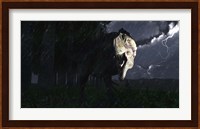 Acrocanthosaurus dinosaur on a stormy night Fine Art Print