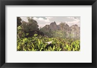 Plateosaurus and Ceolophysis dinosaurs of the Triassic period Fine Art Print