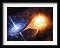 A binary system orbiting near a black hole Fine Art Print