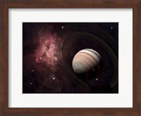 The gas giant Carter orbited by it's two small moons Banth and Sorak Fine Art Print