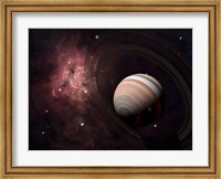 The gas giant Carter orbited by it's two small moons Banth and Sorak Fine Art Print