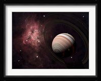 The gas giant Carter orbited by it's two small moons Banth and Sorak Fine Art Print