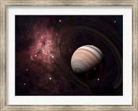 The gas giant Carter orbited by it's two small moons Banth and Sorak Fine Art Print