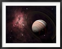 The gas giant Carter orbited by it's two small moons Banth and Sorak Fine Art Print