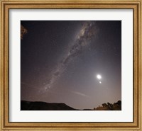 The Milky Way, the Moon and Venus over the fields in Azul, Argentina Fine Art Print