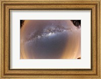 The Milky Way at zenital position with some thin clouds at the horizon Fine Art Print