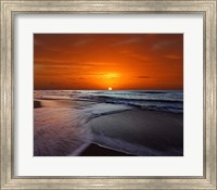 Two crossing waves at sunrise in Miramar, Argentina Fine Art Print