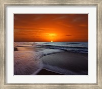 Two crossing waves at sunrise in Miramar, Argentina Fine Art Print