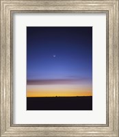 Pre-dawn sky with waning crescent moon, Jupiter at top, and Mercury at lower center Fine Art Print