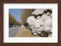 Carved statues of lion creature, Changling Sacred Way, Beijing, China Fine Art Print