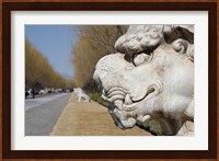 Carved statues of lion creature, Changling Sacred Way, Beijing, China Fine Art Print