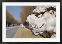 Carved statues of lion creature, Changling Sacred Way, Beijing, China Fine Art Print