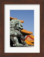 Bronze mythological lion statue, Forbidden City, Beijing, China Fine Art Print