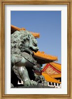 Bronze mythological lion statue, Forbidden City, Beijing, China Fine Art Print