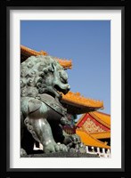Bronze mythological lion statue, Forbidden City, Beijing, China Fine Art Print