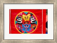 China, Beijing. Chinese handicrafts. Colorful Chinese embroidery quilt Fine Art Print