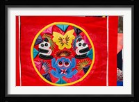 China, Beijing. Chinese handicrafts. Colorful Chinese embroidery quilt Fine Art Print