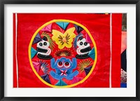 China, Beijing. Chinese handicrafts. Colorful Chinese embroidery quilt Fine Art Print