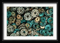 Antique Chinese Coins and Reproductions at a Street Market, Shandong Province, Jinan, China Fine Art Print