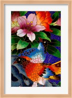 Bird Cloisonne Plate, Hand Made with Tiny Copper Wires and Powered Enamel, China Fine Art Print