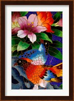 Bird Cloisonne Plate, Hand Made with Tiny Copper Wires and Powered Enamel, China Fine Art Print
