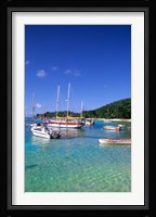 Boats, beach, La Digue, Seychelle Islands Fine Art Print