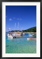 Boats, beach, La Digue, Seychelle Islands Fine Art Print
