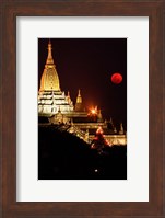 Asia, Myanmar, Bagan, moon rising over Ananda temple Fine Art Print