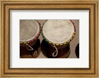 Gambia, Banju, Wooden drums, musical instrument Fine Art Print