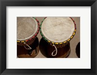 Gambia, Banju, Wooden drums, musical instrument Fine Art Print