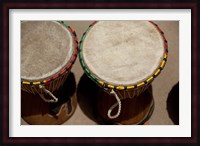 Gambia, Banju, Wooden drums, musical instrument Fine Art Print