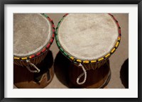 Gambia, Banju, Wooden drums, musical instrument Fine Art Print