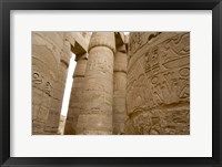 Hieroglyphic covered columns in hypostyle hall, Karnak Temple, East Bank, Luxor, Egypt Fine Art Print