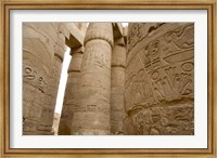 Hieroglyphic covered columns in hypostyle hall, Karnak Temple, East Bank, Luxor, Egypt Fine Art Print